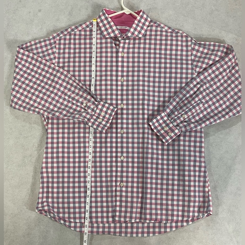 Isaac Mizrahi New York Pink & Blue/Blue Grey LS Oxford Slim Fit